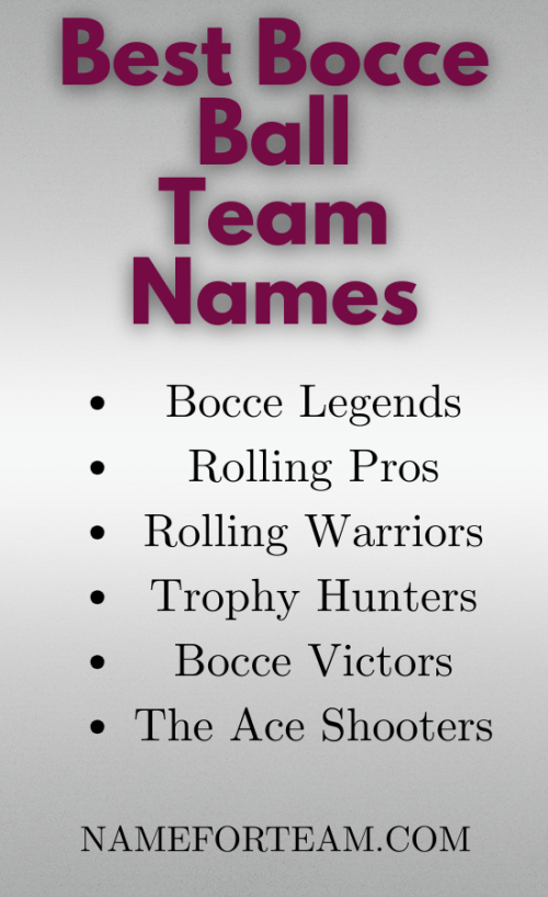 Best Bocce Ball Team Names