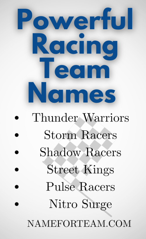 Powerful Racing Team Names