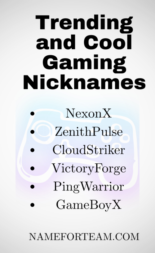 Trending and Cool Gaming Nickname