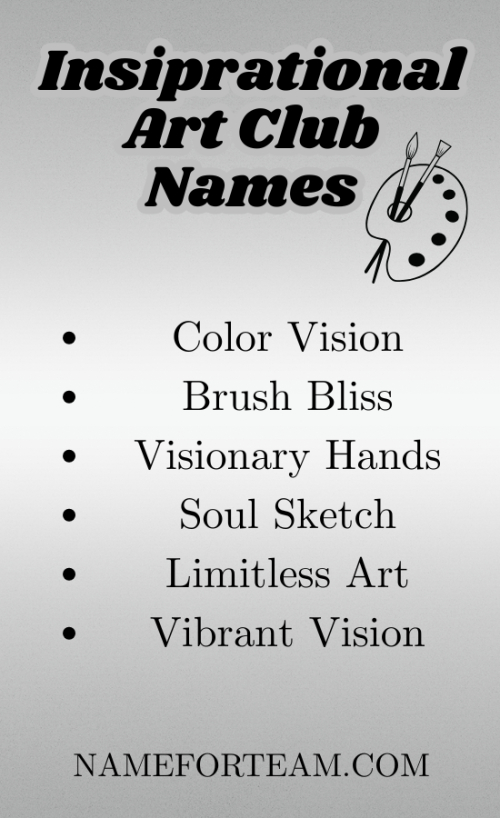 Insiprational Art Club Names