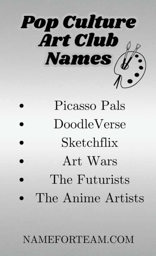 Pop Culture Art Club Names